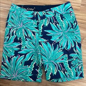 Lilly Pulitzer Navy Shorts with Teal & Pink Tropical Print size 0